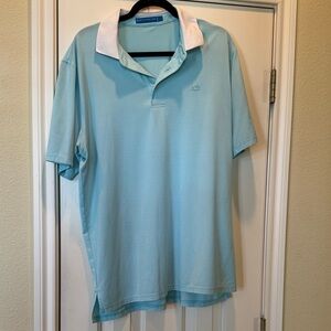 Southern Tide Aqua Polo with White Collar